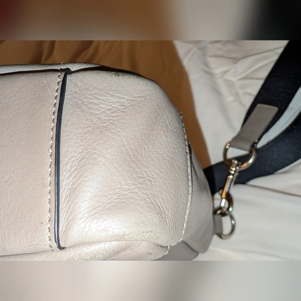 Coach Hudson Leather Briefcase Bag Fog Gray GUC